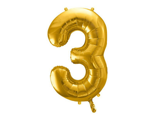 Picture of FOIL BALLOON NUMBER 3 GOLD 34 INCH